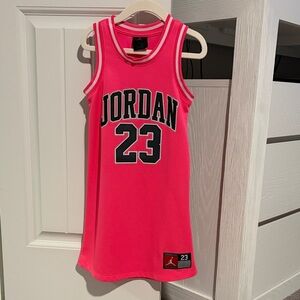 Jordan Girls' Sleeveless 23 Mesh Tank Dress - Hot Pink with Black Trim